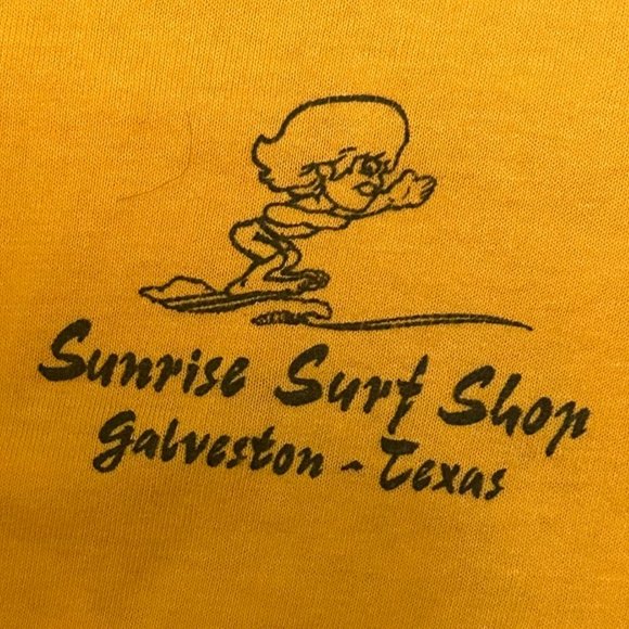 🏄‍♂️ Vintage 80s Sunrise Surf Shop T-Shirt – Galveston TX “Little Surfer" M - Picture 2 of 9